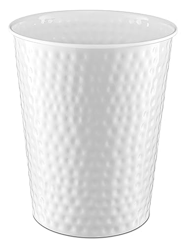 Monarch Abode White Hand Hammered Metal Wastebasket for Home Office Bedroom Decorative Waste Basket Modern Bathroom Garbage Can Durable  Decorative Trash Bin White Bathroom Trash Can