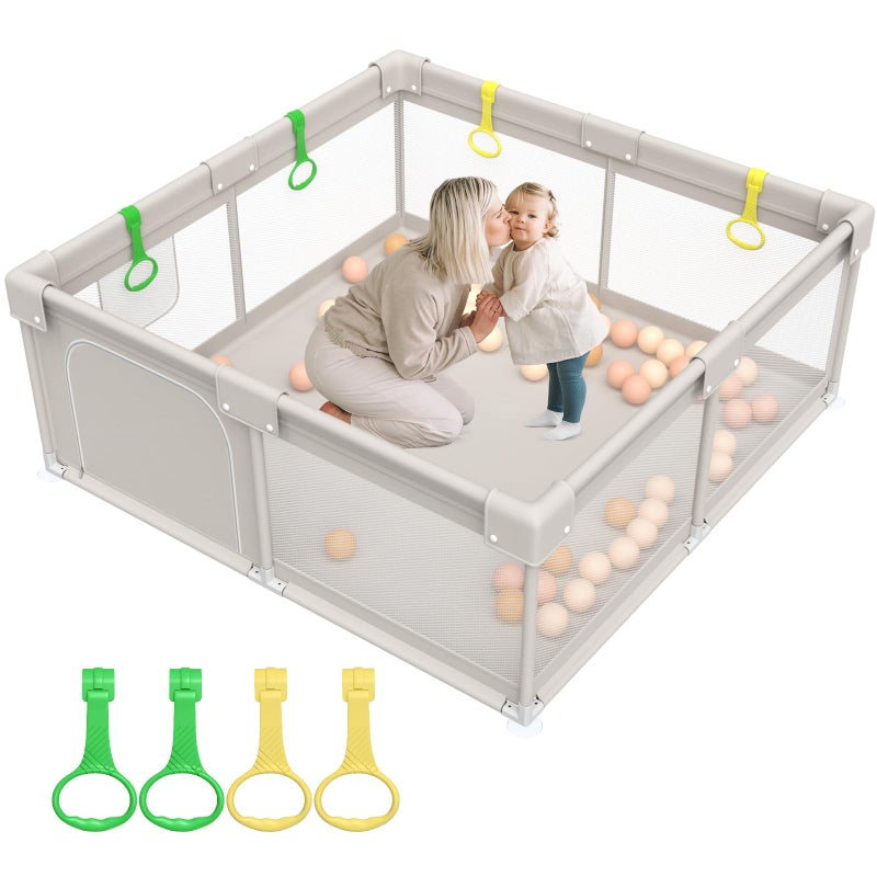 ZEEBABA Baby Playpen Playpen for Babies59x59x27inch Kids Safe Play Center for Babies and Toddlers Baby Play Pen Fence Gives Mommy a Break