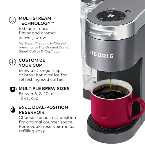 Keurig K-Supreme Single Serve K-Cup Pod Coffee Maker, MultiStream Technology, 4 Brew Sizes, 66oz Dual-Position Removable Reservoir, Gray - Image 3