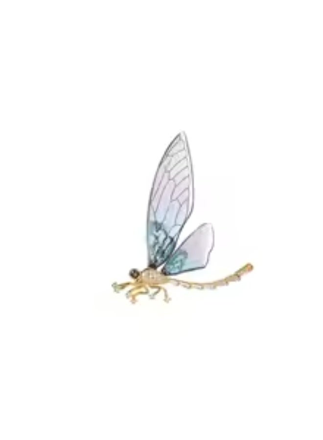 Golden Purple Zirconic Dragonfly Brooch