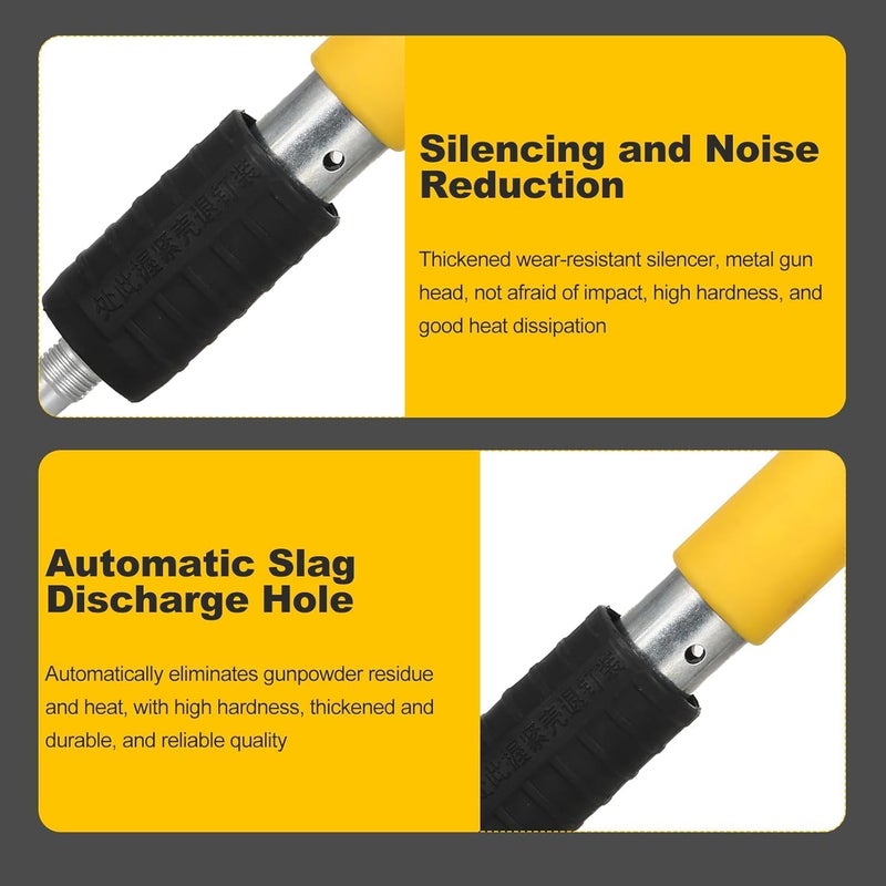 جيرزون أداة تثبيت المسامير على الحائط مع 100 مسمار دائري، أداة يدوية لبندقية المسامير الفولاذية، مسدس مسامير خرساني، آلة صغيرة محمولة لإطلاق المسامير مع صندوق أدوات - أصفر - Image 4