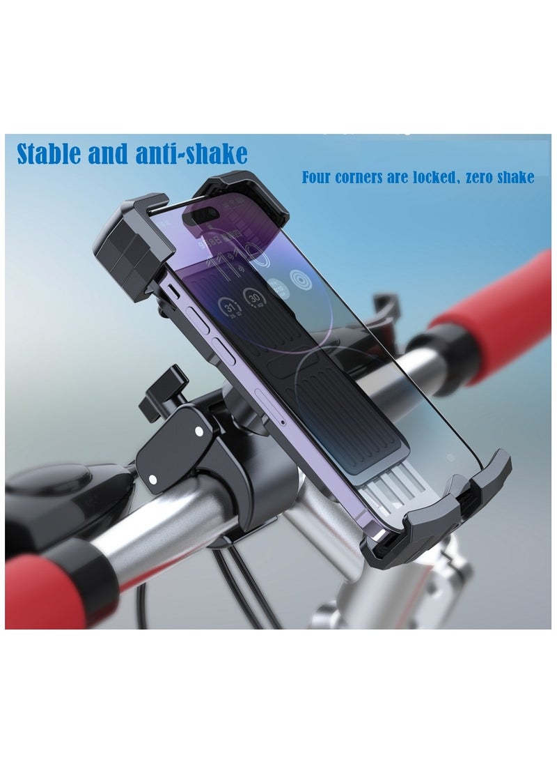 Folanry - Motorcycle Phone Mount, Bike Phone Holder - Upgrade Quick Install Handlebar Clip for Bicycle Scooter, Cell Phone Clamp - Image 1