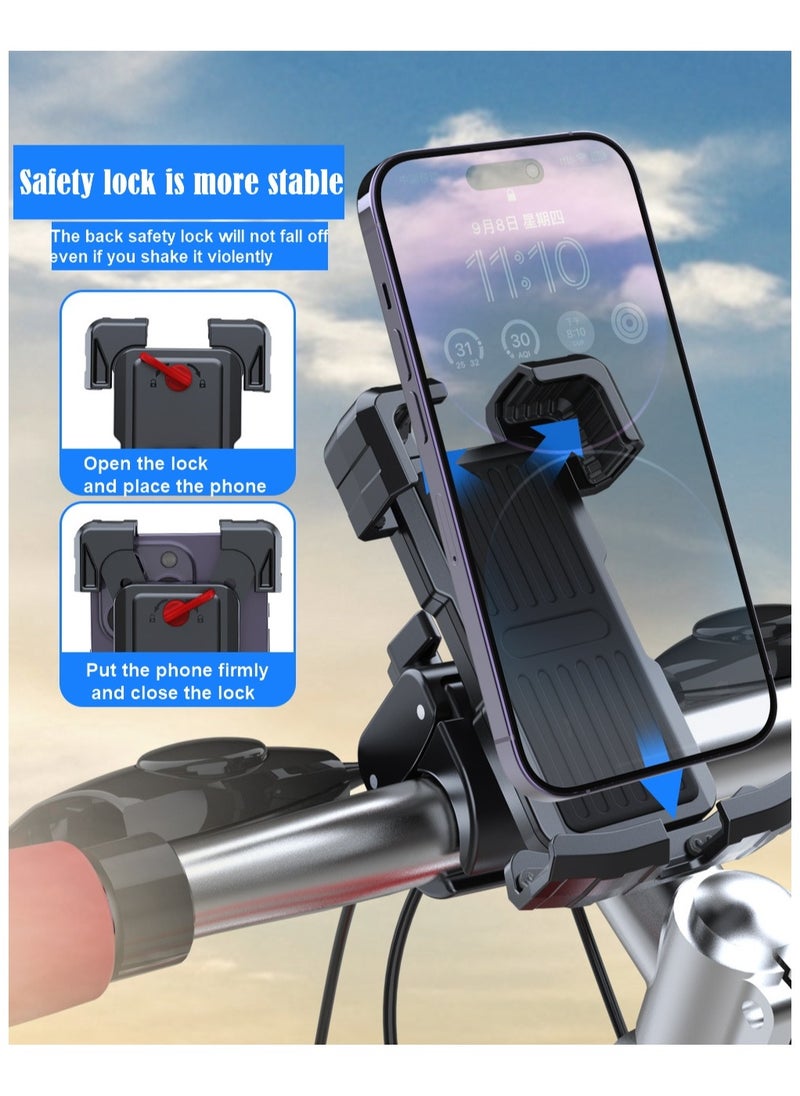 Folanry - Motorcycle Phone Mount, Bike Phone Holder - Upgrade Quick Install Handlebar Clip for Bicycle Scooter, Cell Phone Clamp - Image 1