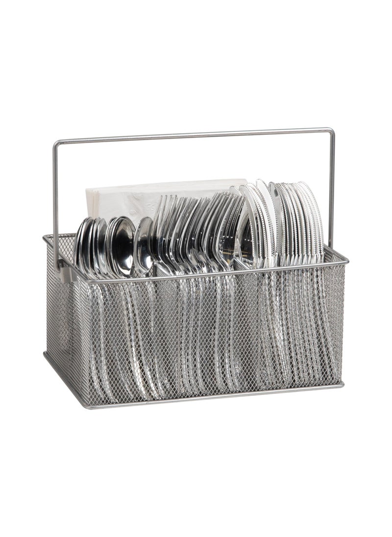 Mind Reader Mind Reader Utensil Holder Silverware Organizer Caddy Cutlery Holder Kitchen Metal Mesh 10L x 7W x 475H Silver 