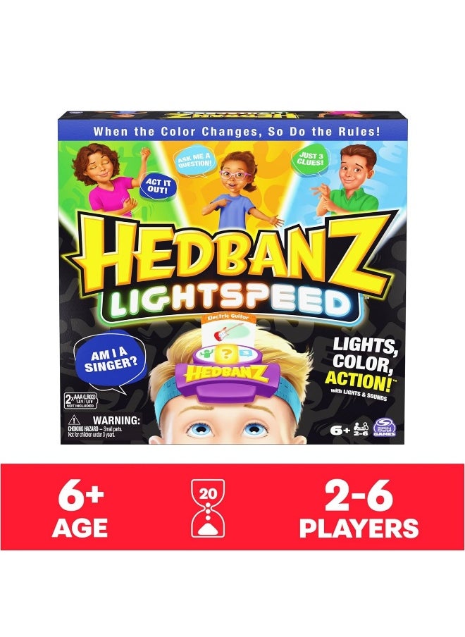 SPIN MASTER Hedbanz Lightspeed Game with Lights & Sounds Family Game (74 Pieces)  - Image 1