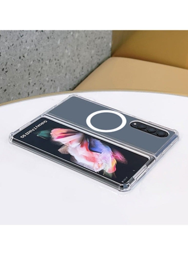 Y&D Magnetic Clear Case Compatible for Samsung Galaxy Z Fold 4 5G Compatible with Mag-safe Card Wallet and Wireless Charger Clear Shockproof and Drop-Proof Case Z Fold 4 - Image 3