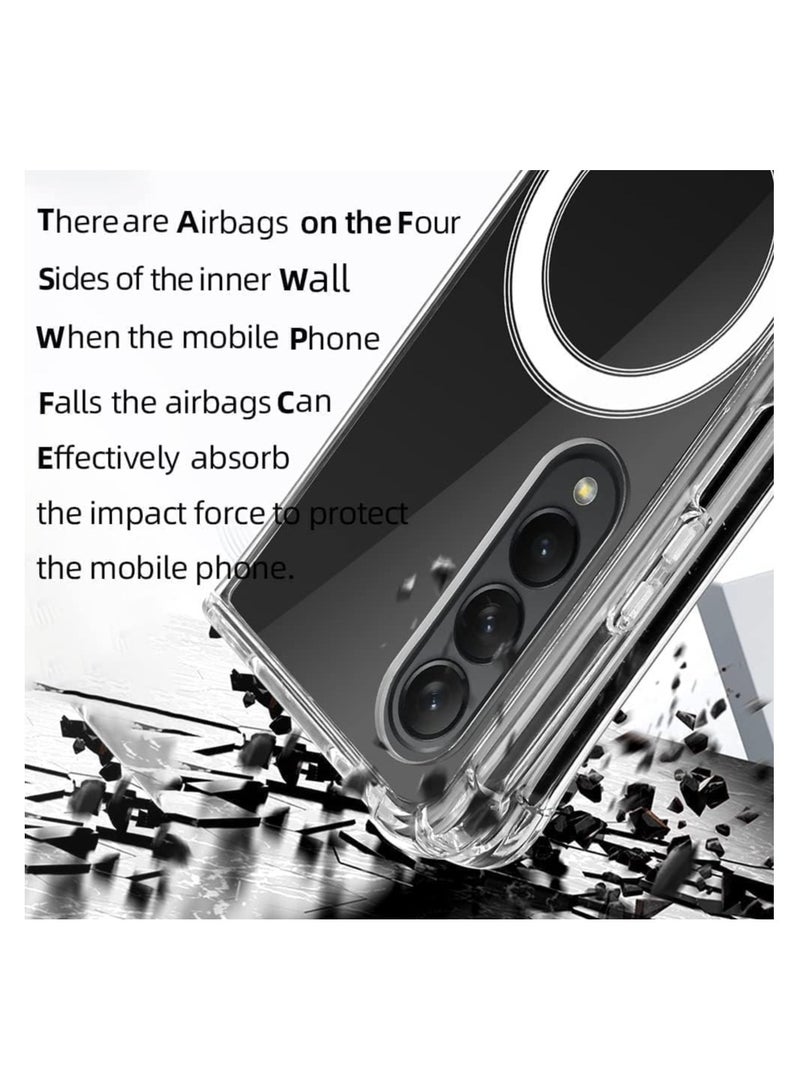 Y&D Magnetic Clear Case Compatible for Samsung Galaxy Z Fold 4 5G Compatible with Mag-safe Card Wallet and Wireless Charger Clear Shockproof and Drop-Proof Case Z Fold 4 - Image 4