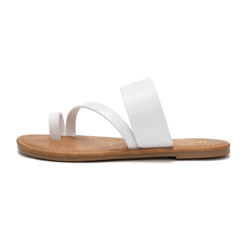 Huayuanwell Women's Slide Sandals Slip On Flat Sandals Flip Flop Thong Sandals Casual Summer Shoes (8, White) - Image 3