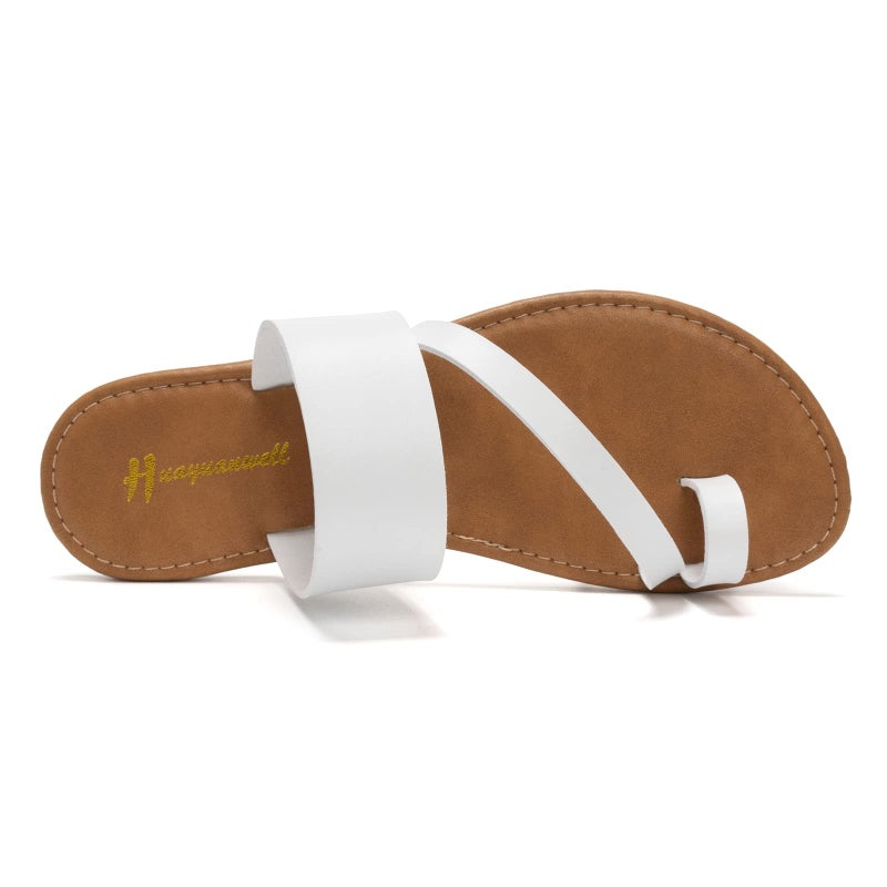 Huayuanwell Women's Slide Sandals Slip On Flat Sandals Flip Flop Thong Sandals Casual Summer Shoes (8, White) - Image 4