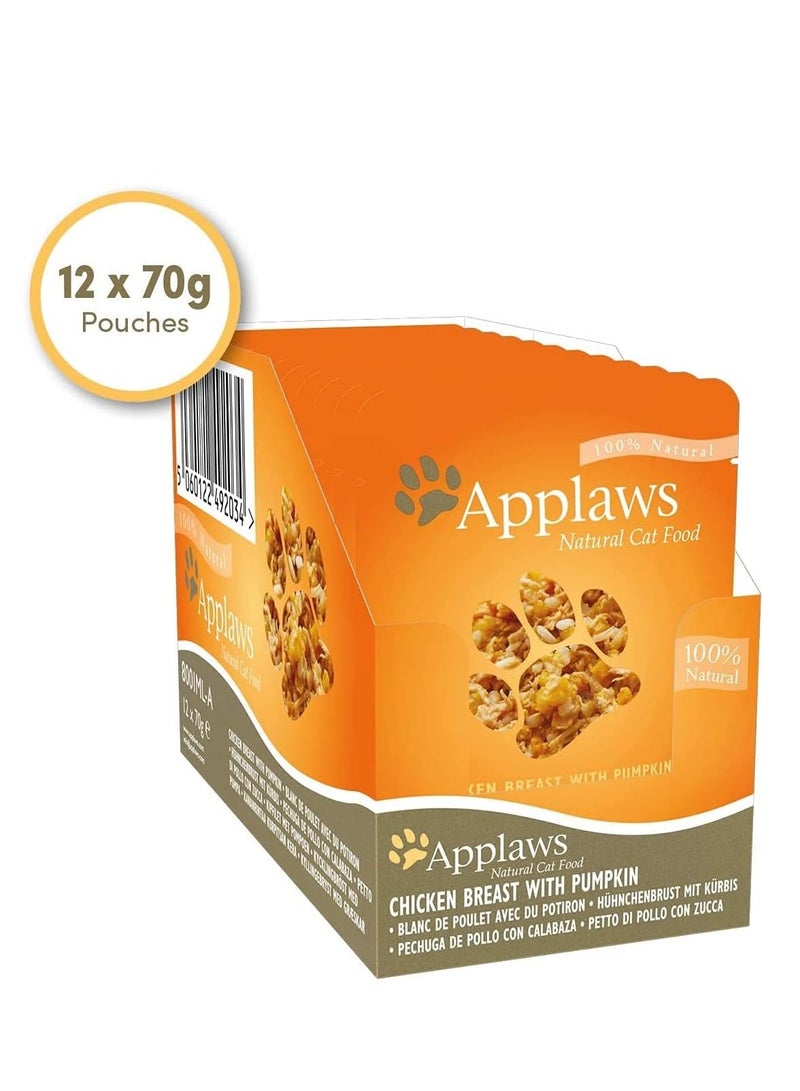 Applaws 12 قطعة دجاج مع قرع طعام رطب للقطط 70 جرام - Image 1