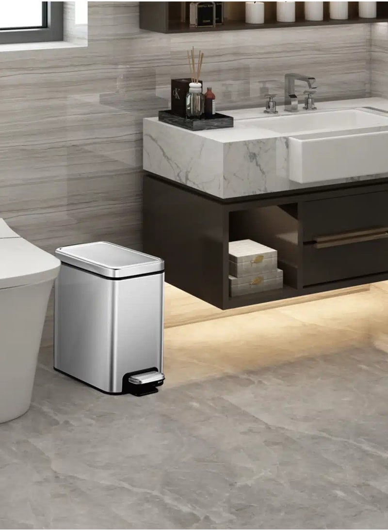 EKO STELLA SLIM SERIES | Brushed Stainless Steel Finish | Soft-Closing | Fingerprint-Resistant | Slim Premium Pedal Trash Bin | Versatile For Tight Spaces & Narrow Corners | Multiple Sizes | 6 Liters  - Image 2