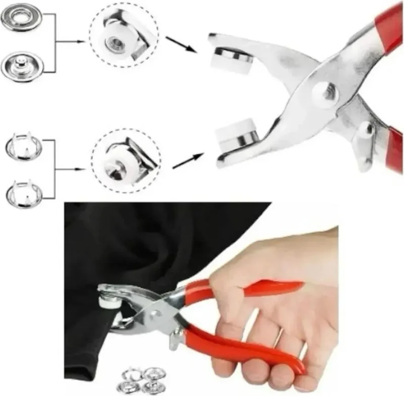 Safestore 9.5 mm Metal Snap, Hand Pliers, Set - Shirt and Baby Snap Mounting Set