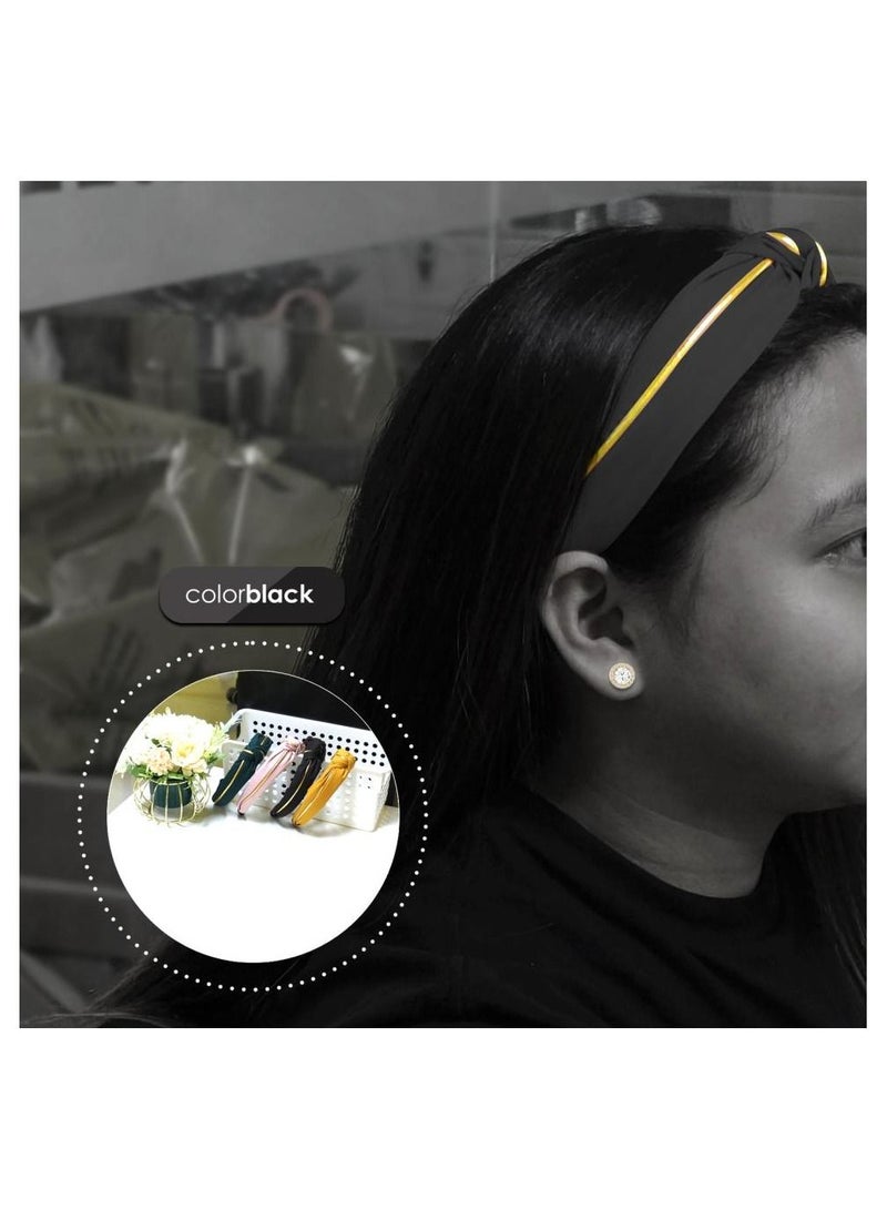 Alissa 1Pc Headband for Women Knot Headband Hair Band Hairband Gift Black - Image 3