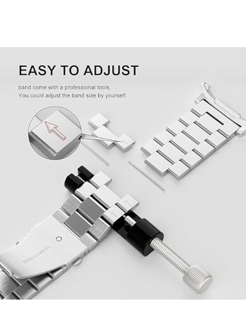 ELTRAZONE Metal Band Watch Ultra – Premium Stainless Steel Adjustable Replacement Strap for Watch 7 Ultra 47mm (2024), Durable & Stylish for Men & Women - Image 4