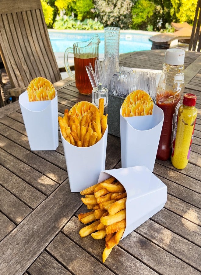 Mind Reader French Fry Serving Set, Hosting Essentials, Outdoor Kitchen, Melamine, 4.75"L x 3.25"W x 6.75"H, 4 pcs, White - Image 2
