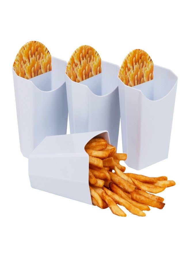 Mind Reader French Fry Serving Set, Hosting Essentials, Outdoor Kitchen, Melamine, 4.75"L x 3.25"W x 6.75"H, 4 pcs, White - Image 1
