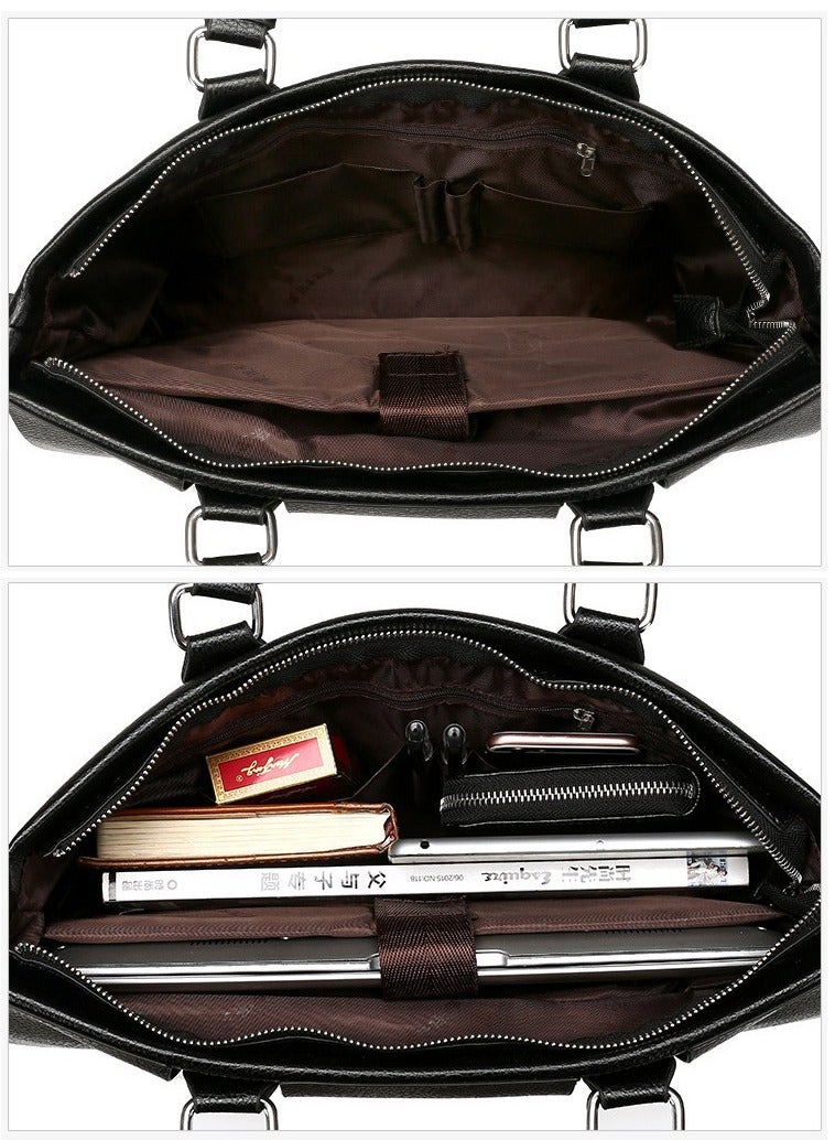 Rubik حقيبة كمبيوتر محمول خفيفة الوزن لحملها باليد، حقيبة مدرسية من الجلد لحمل الكمبيوتر المحمول والكمبيوتر اللوحي (أسود) - Image 2