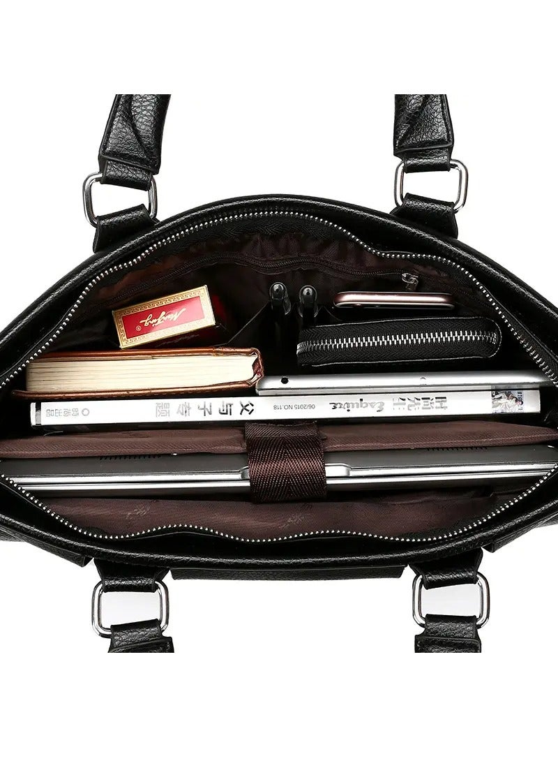 Rubik حقيبة كمبيوتر محمول خفيفة الوزن لحملها باليد، حقيبة مدرسية من الجلد لحمل الكمبيوتر المحمول والكمبيوتر اللوحي (أسود) - Image 3