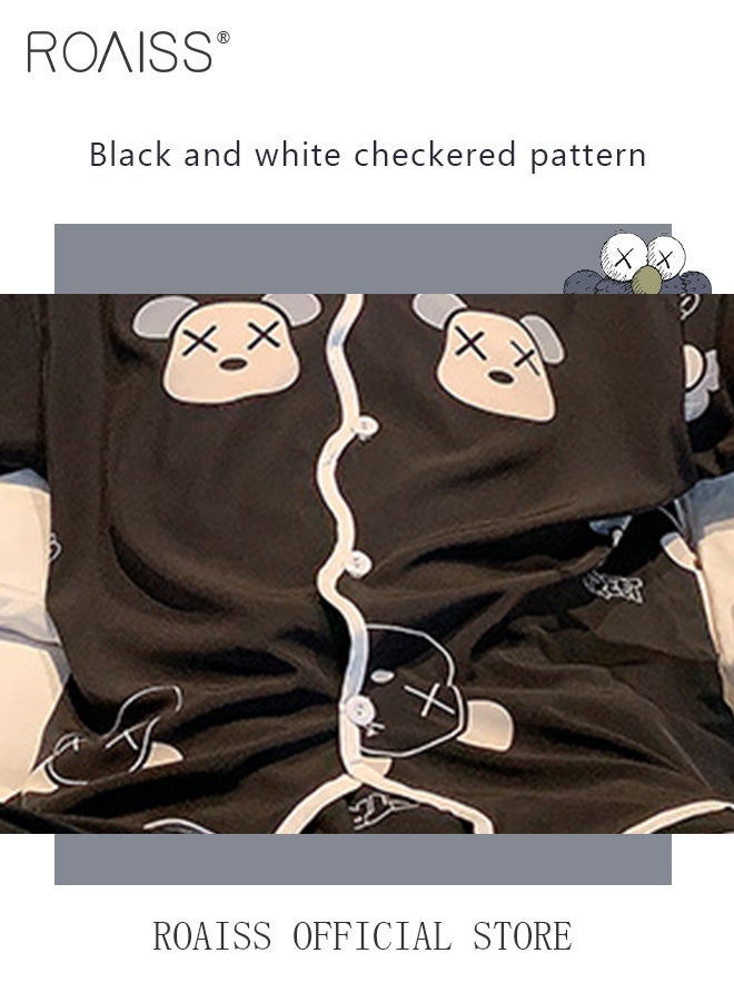 roaiss 2 Piece Long Sleeve Pajamas Outfit for Men, Soft Printed Loungewear Set with Button Down Notch Collar Top and Elastic Waist Long Pants, Perfect for Sleeping or Lounging Around Your House - Image 5