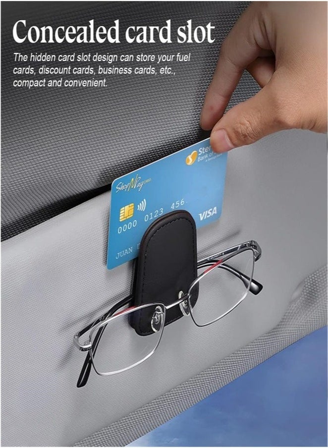 BAEKO Sunglass Holder for Car Visor, 2 Packs Magnetic Leather Eyeglass Hanger Clip for Car, Car Visor Accessories - Image 4