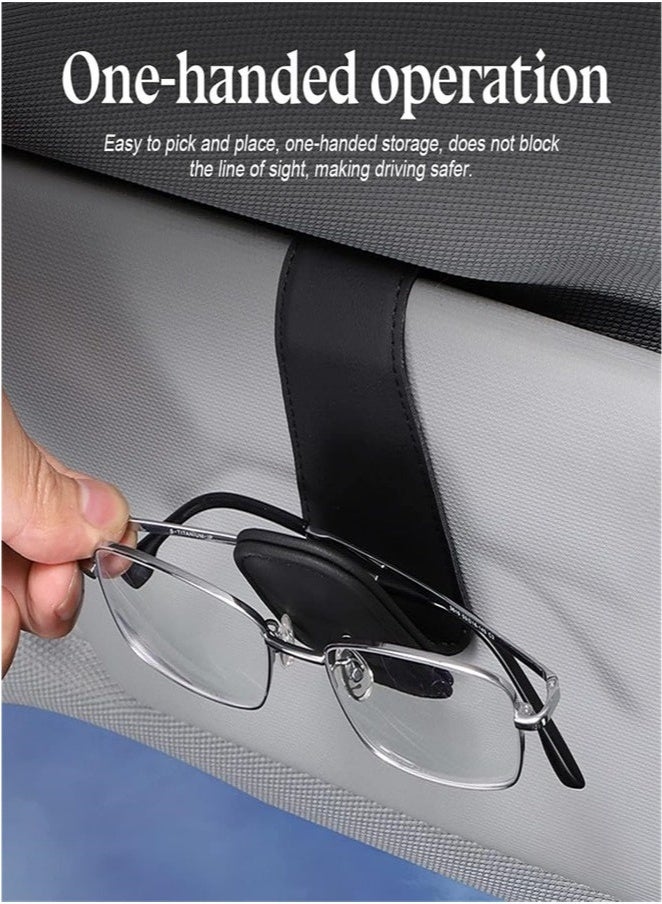 BAEKO Sunglass Holder for Car Visor, 2 Packs Magnetic Leather Eyeglass Hanger Clip for Car, Car Visor Accessories - Image 3