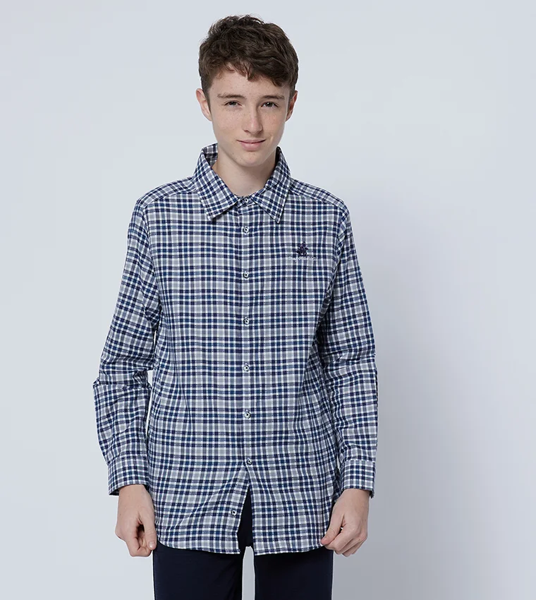 BEVERLY HILLS POLO CLUB Logo Embroidered Checked Shirt