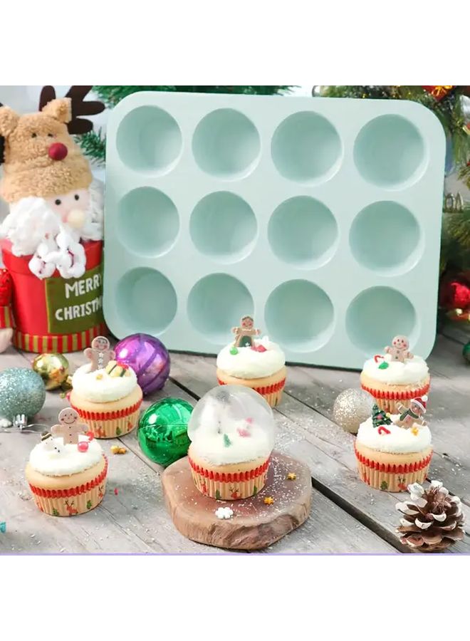 Green Silicone Cake Mold 12 Cavity For Muffins Cupcakes Pancakes Oven Air Fryer Safe - Image 5