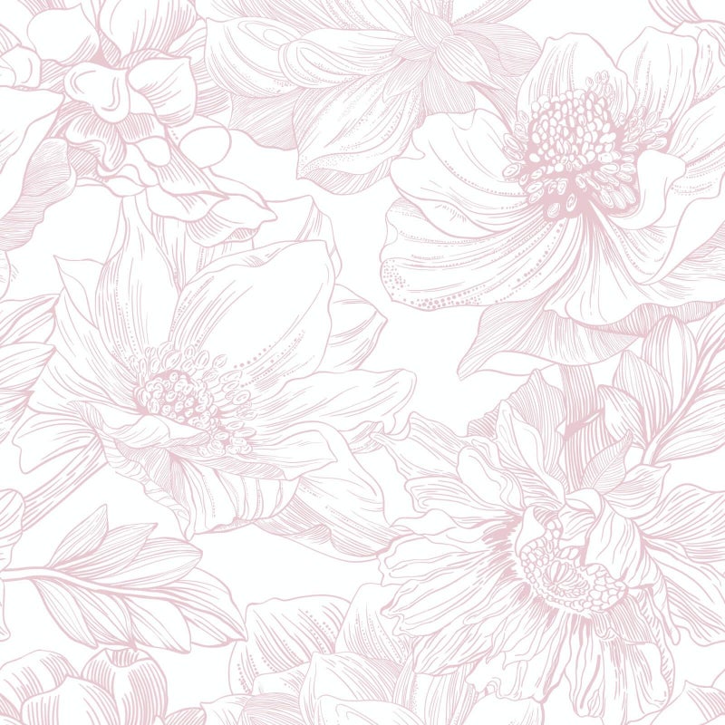 Ismoon Large Floral Peel and Stick Wallpaper Boho White/Pink Contact Paper 17.3inx6.5ft Removable Self Adhesive Bedroom Cabinet Mural Wall Decor Vinyl Roll - Image 1