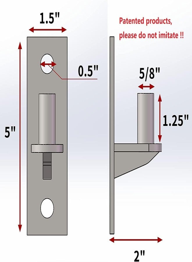 Homydom 2 Pack Wall Mount Gate Hinges, Heavy Duty Wall Plate Hinges, Outdoor Chain Link Fence Gate Hinges Fence Post Link Gate Hinge, with 5/8 Hinge Pin (Screws Not Included) - Image 2