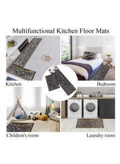 Hihonor Kitchen Floor Mats Rugs Set, Anti-Fatigue Kitchen Floor Comfort Carpet Sink Front Washable Standing Mat with Runner 2 Pieces Waterproof Floor Rugs 40x60cm 40x120cm for Home Office Laundry Black  - Image 4