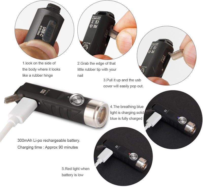 RovyVon A1 Gen 4 Rechargeable EDC Flashlight 650 Lumens Mini Keychain Flashlight for Everyday Carry and Camping (Black) - Image 4