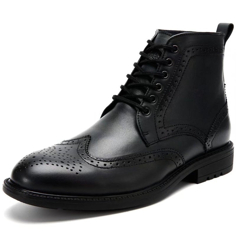 Arkbird Mens Dress Boots, Genuine Leather Captain Ankle Boots Lace-Up Wingtip Black 10 - Image 1