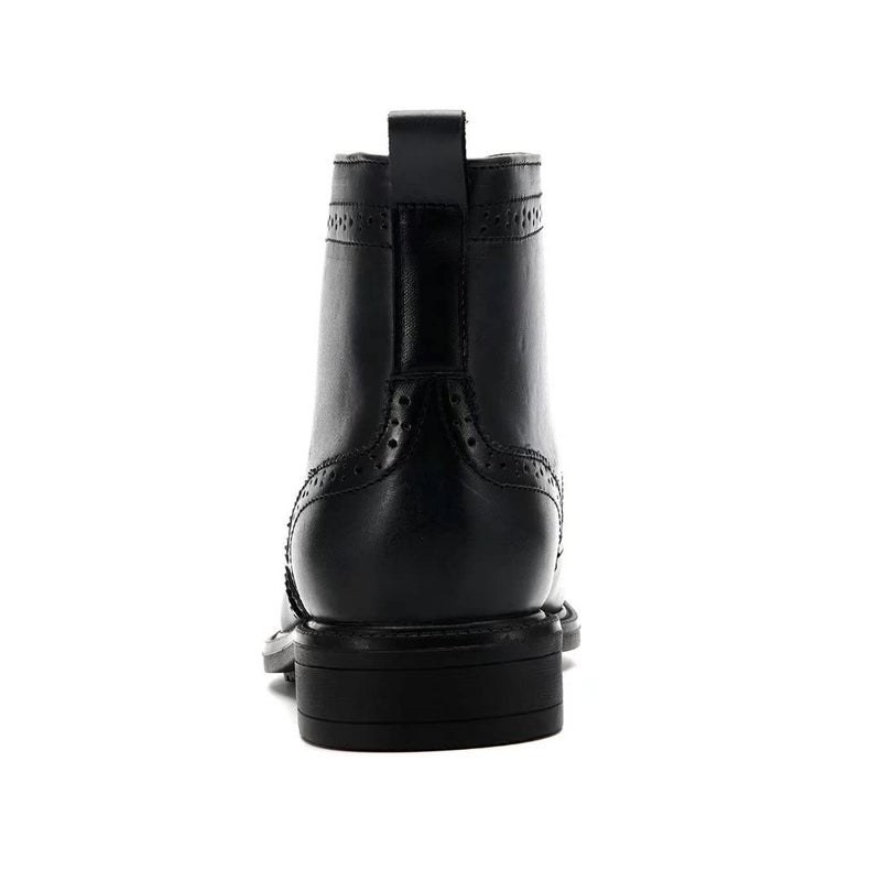 Arkbird Mens Dress Boots, Genuine Leather Captain Ankle Boots Lace-Up Wingtip Black 10 - Image 4