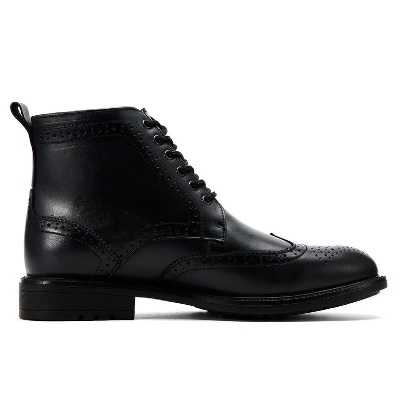 Arkbird Mens Dress Boots, Genuine Leather Captain Ankle Boots Lace-Up Wingtip Black 10 - Image 5