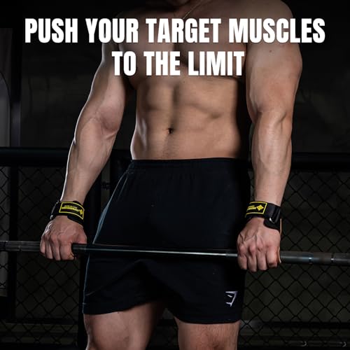 M MANUEKLEAR MANUEKLEAR Gym Straps, Double Leather Lifting Straps for Men Deadlift with Cushion Wrist Loop, Gym Lifting Wrist Wraps for Weightlifting - Image 4