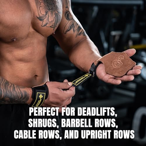M MANUEKLEAR MANUEKLEAR Gym Straps, Double Leather Lifting Straps for Men Deadlift with Cushion Wrist Loop, Gym Lifting Wrist Wraps for Weightlifting - Image 3
