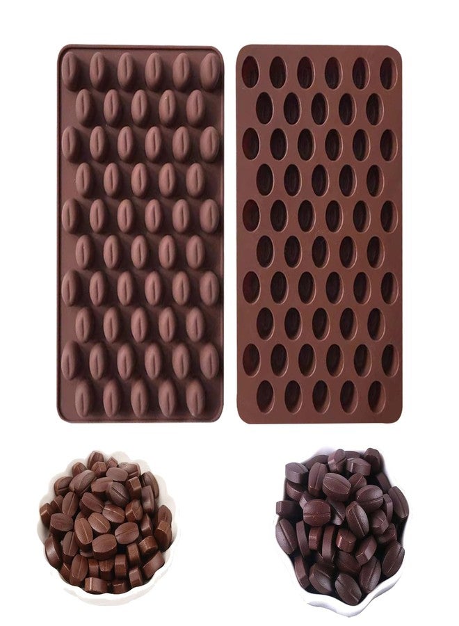 HLCM 55 cavity mini coffee bean chocolate candy mold can be used to make chocolate, pralines, caramel cookies and other handmade candies to meet different creative needs (2pcs) - Image 1