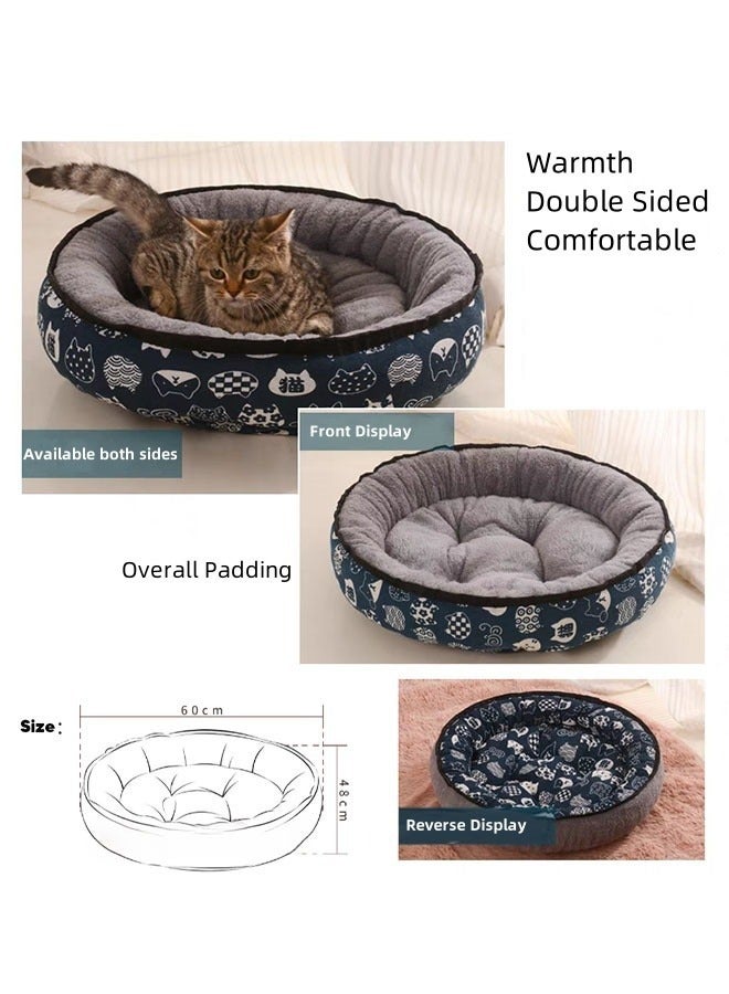 Generic Pet Bed, Round Donut Cat Cushion Bed, Cats Resting Bed, Fluffy Donut Cat Bed Pet Cushion Mat Deep Sleep Kennel Round Nest for Cats or Small Dogs Soft Calming Sleeping Warming Portable Pet Supplies  - Image 2