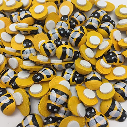 BeeSpring 9X12MM Wood Bumble Bees Stickers Self Adhesive Easter Crafts Toppers Embellishments for Scrapbooking Cardmaking Pack of 150 (Yellow) - Image 2