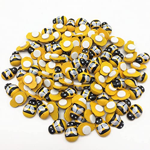 BeeSpring 9X12MM Wood Bumble Bees Stickers Self Adhesive Easter Crafts Toppers Embellishments for Scrapbooking Cardmaking Pack of 150 (Yellow) - Image 3