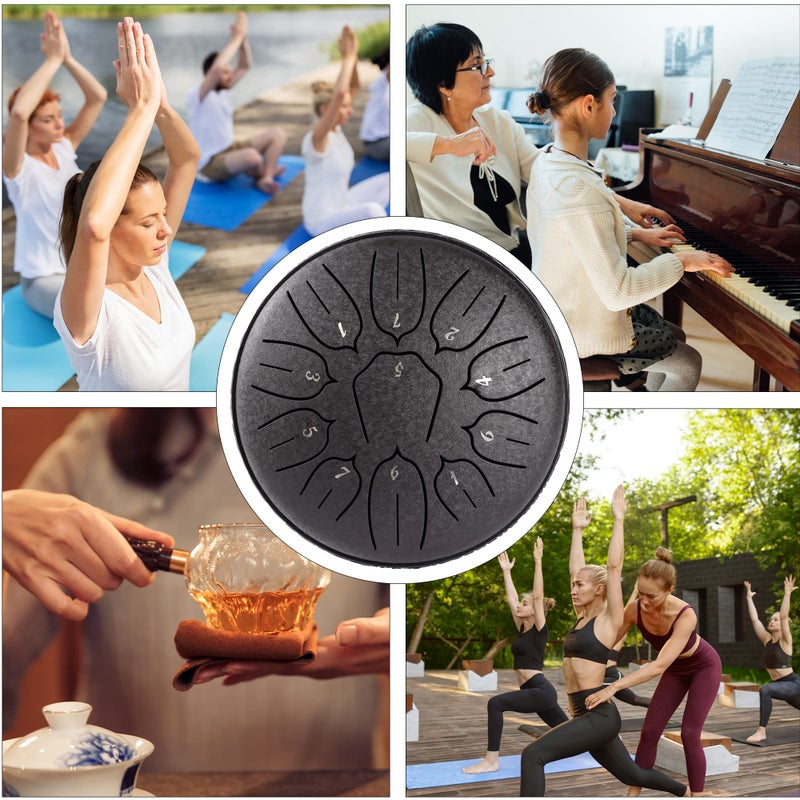 Harmuhos Rain Drum for Outside, 6 Inch 11 Notes D Major Steel Tongue Drum, Steel Drum Percussion Instrument for Yoga, Meditation & Music Education with Music Book, Mallets, Carry Bag & Finger Picks - Image 5