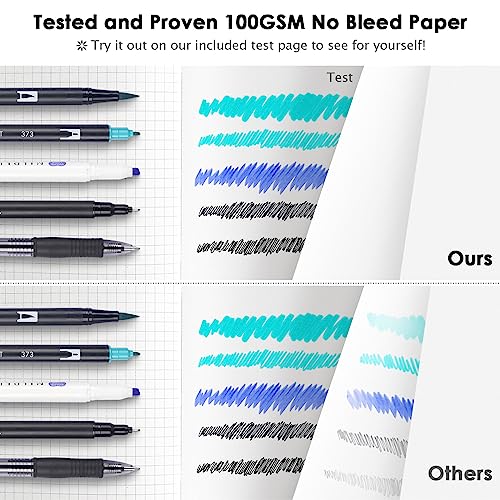 OFFIGIFT Graph Paper Notebook, 312 Numbered Pages Large A4 Hardcover Leather Journal, 100gsm No Bleed Grid Paper Notebook with Index Pages, Squared Grid Notebook for Graphing Notes Math, 8.5'' × 11'', Black - Image 4