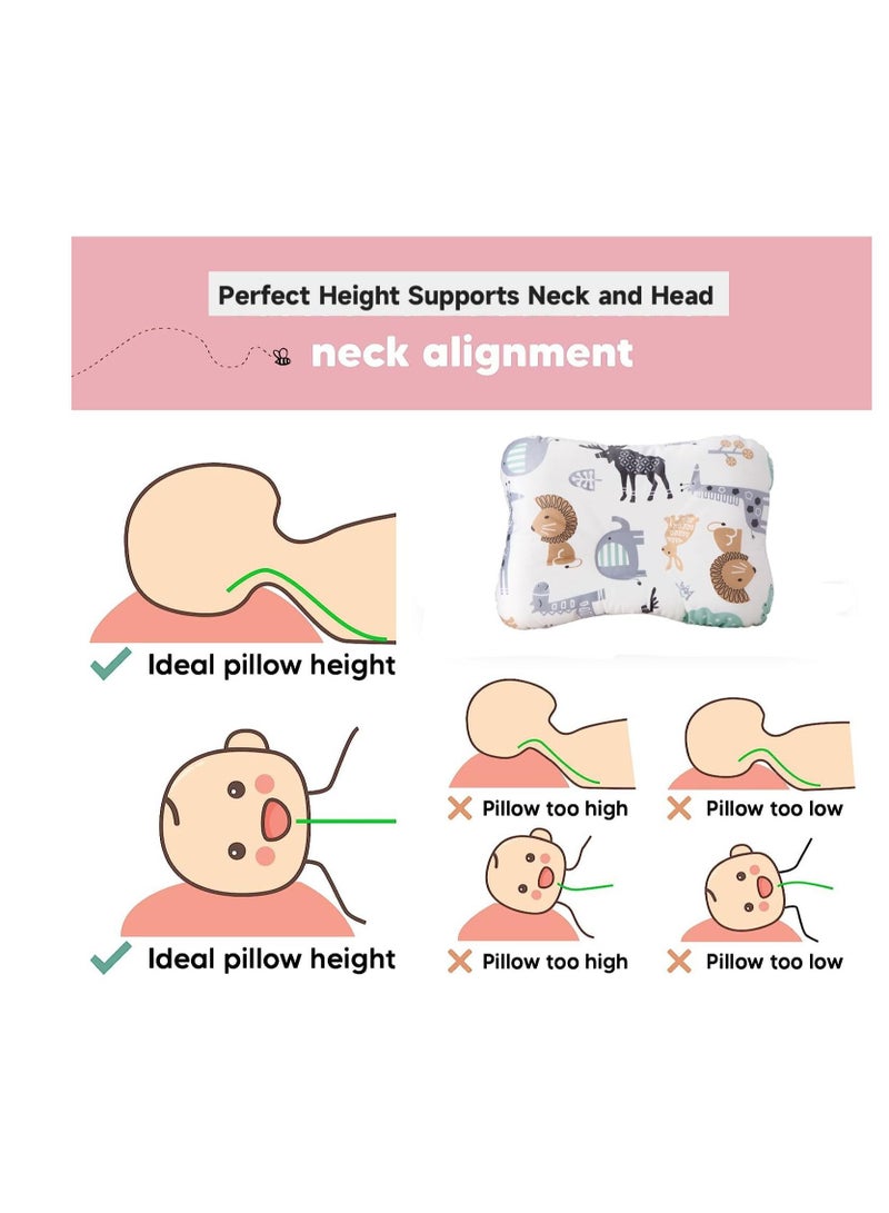 Excefore Soft Hypoallergenic Baby Pillow with Organic Cotton Cover - Machine Washable (Animal World) - Image 2