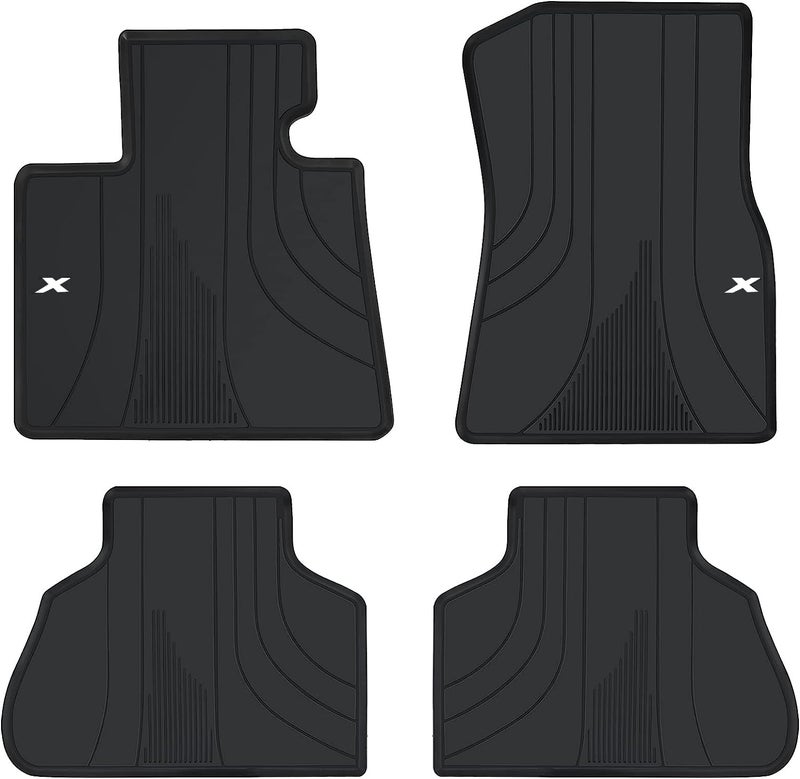 Matericuo Car Floor Mats Custom Fit for BMW 5 Series G60 2024 2025 530i 540i Black White Rubber Auto Liner Mats All Weather Protection Odorless - Image 1