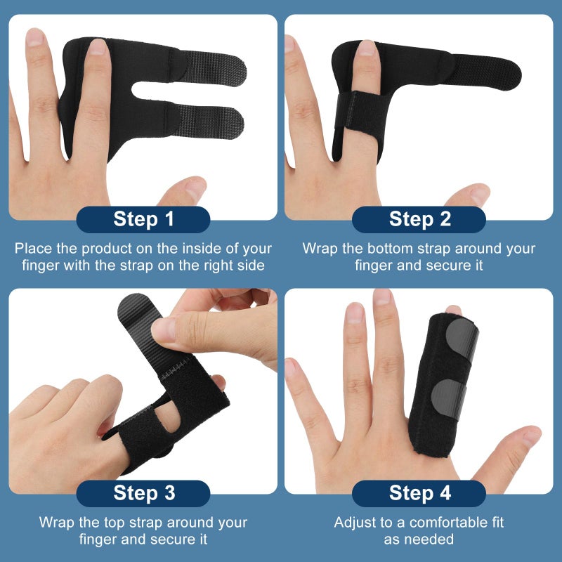 HLOES 2Pcs Trigger Finger Splint, Adjustable Finger Braces Joint Stabilizer - Mallet Splint & Hand Brace, Arthritis Finger Straightener Fits Thumb, Index, Middle, Ring & Pinky - Image 4