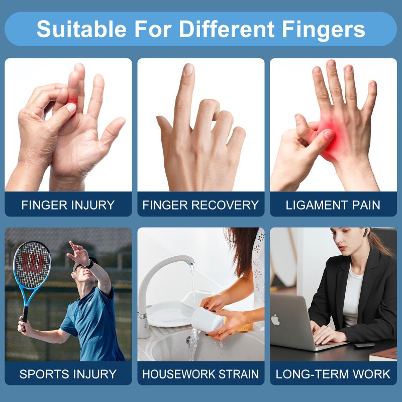 HLOES 2Pcs Trigger Finger Splint, Adjustable Finger Braces Joint Stabilizer - Mallet Splint & Hand Brace, Arthritis Finger Straightener Fits Thumb, Index, Middle, Ring & Pinky - Image 3