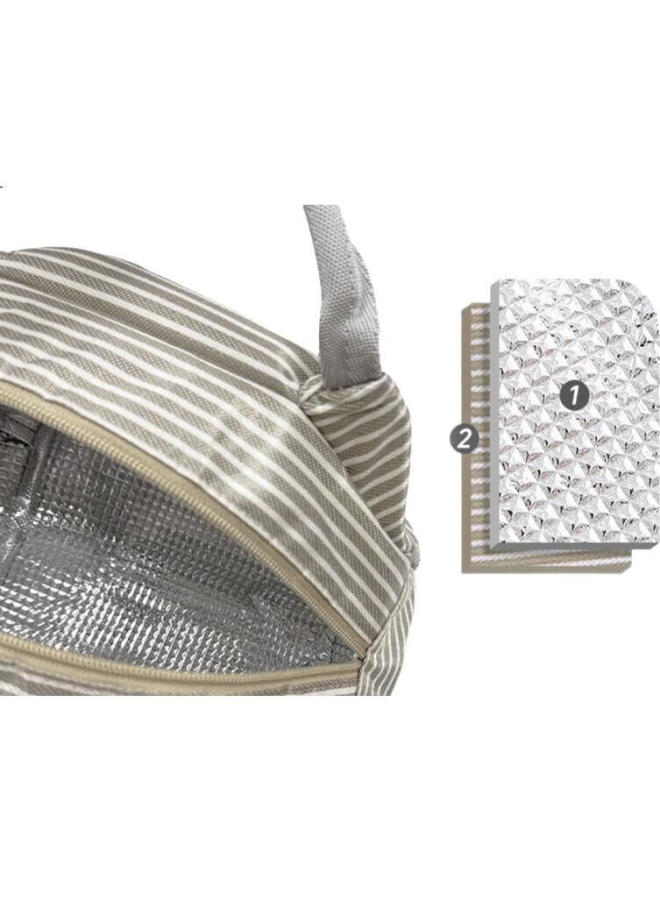 Glasslock Lunch Box, Insulated Bag, Aluminum Foil Fabric Bag, Korean-Style Striped Bag, Handbag For Men And Women - Image 2