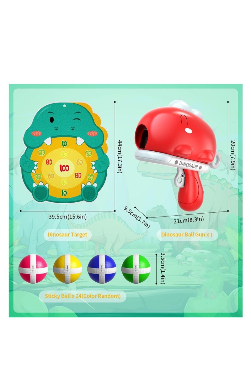 Flushrenic Outdoor Toys Gifts for 3 4 5 6 Year Old Boys Kids,Dinosaur Dart Board for Kids with Sticky Balls,red Dinosaur launcher, 12 Balls,Indoor Outdoor Games Birthday Gifts for 3 4 5 6 7 Year Old Boys Girls (Red) - Image 2