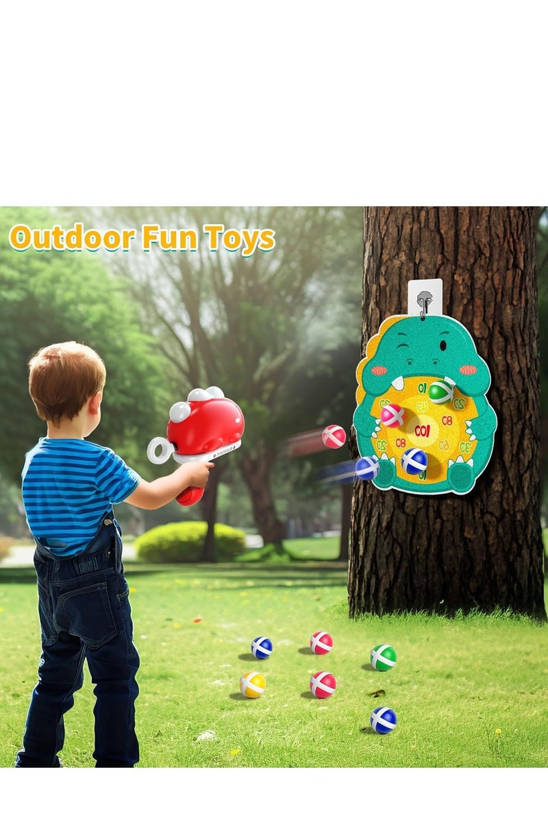 Flushrenic Outdoor Toys Gifts for 3 4 5 6 Year Old Boys Kids,Dinosaur Dart Board for Kids with Sticky Balls,red Dinosaur launcher, 12 Balls,Indoor Outdoor Games Birthday Gifts for 3 4 5 6 7 Year Old Boys Girls (Red) - Image 4