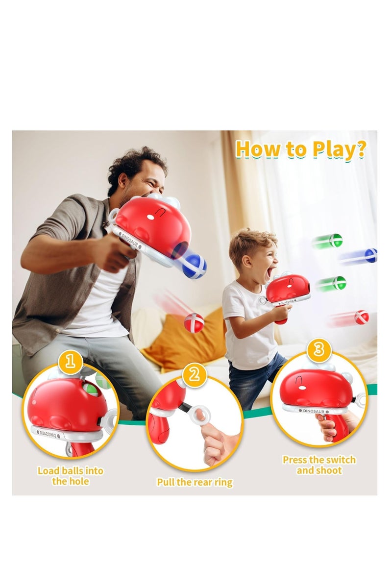 Flushrenic Outdoor Toys Gifts for 3 4 5 6 Year Old Boys Kids,Dinosaur Dart Board for Kids with Sticky Balls,red Dinosaur launcher, 12 Balls,Indoor Outdoor Games Birthday Gifts for 3 4 5 6 7 Year Old Boys Girls (Red) - Image 5